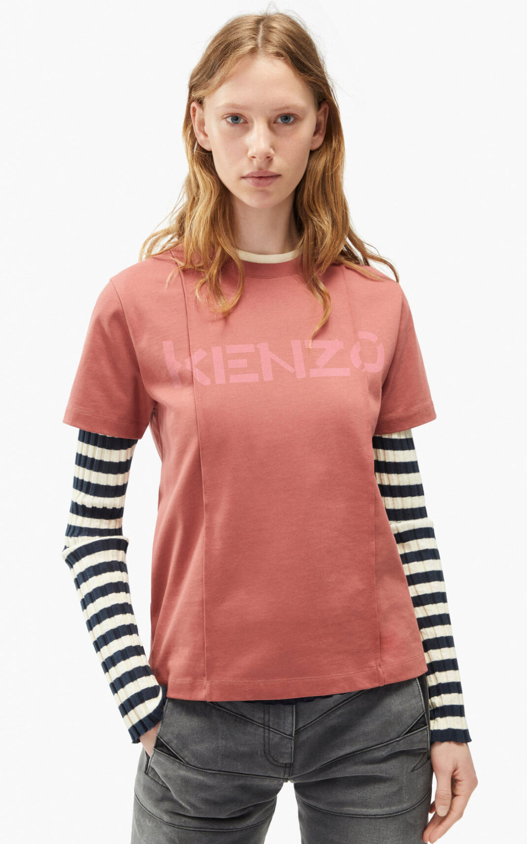 Camisetas Kenzo Logo loose fitting Mujer Rosas Oscuro SDG710895